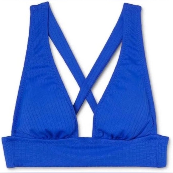 323.SMALL NWT Shade & Shore Women's Tall Triangle Ribbed Bikini Top - Picture 4 of 7